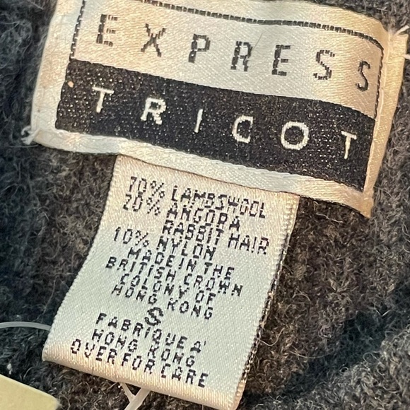New Vintage Express Tricot lambswool angora gray sweater front pockets vintage - Picture 4 of 9